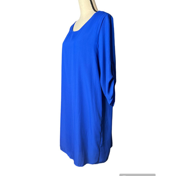 Perfectly Priscilla Shift Dress Size 2XL in Blue Roll Tab Sleeves - Picture 3 of 6